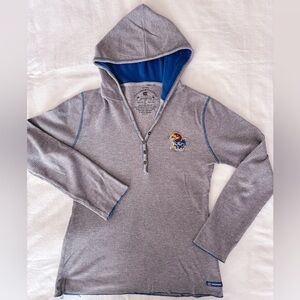 Gray Hooded thermal top with Jayhawk logo